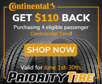 Continental Tire Rebate @PriorityTire | Get $110 Back on 4 Eligible Passenger Tires
